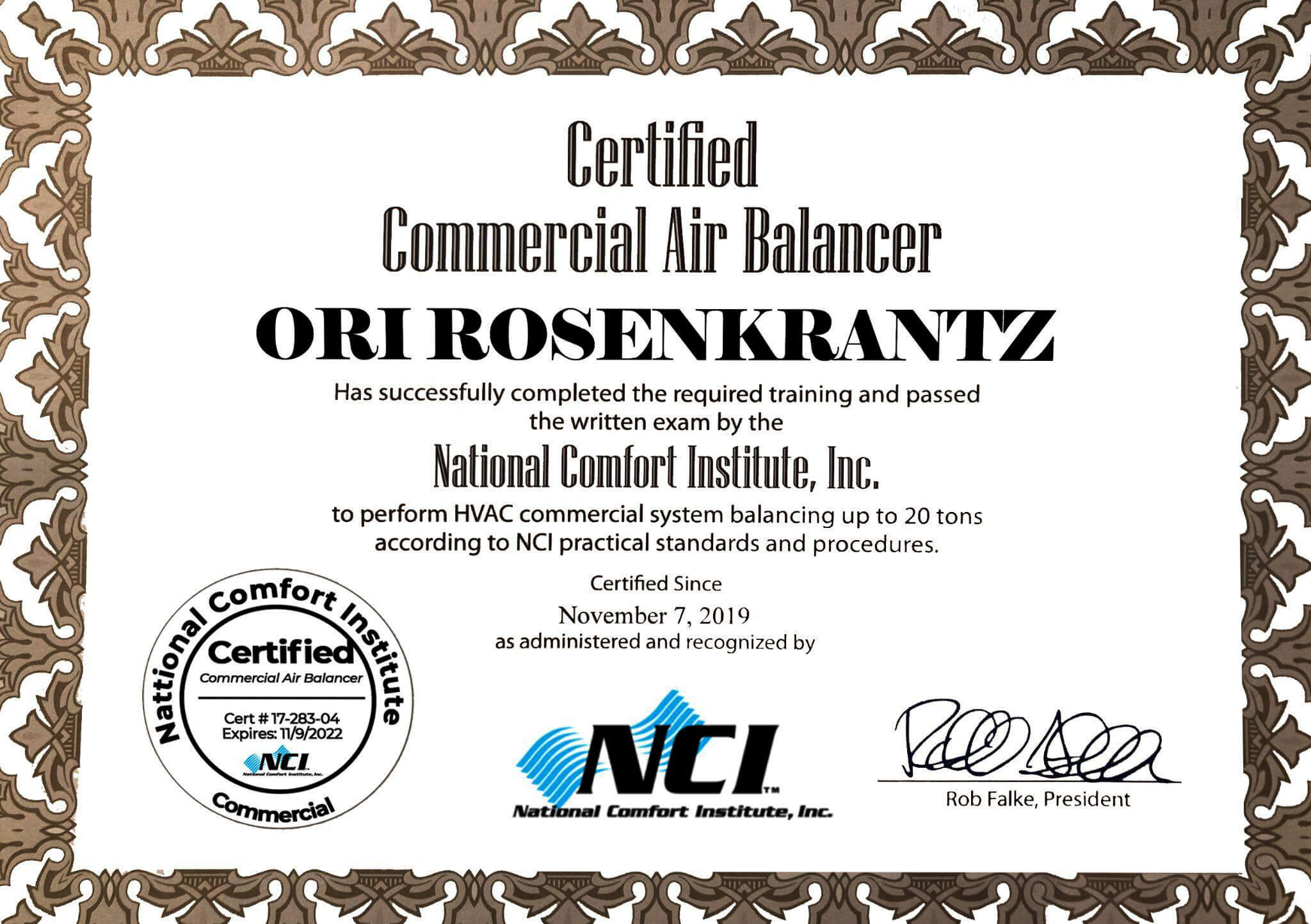 HVAC Air Balancing Certificate